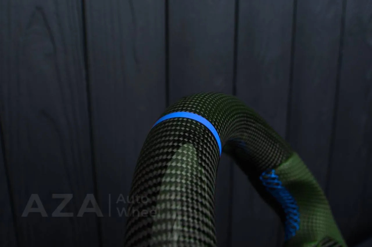 Steering wheel Alfa Romeo Giulia stelvio 2017-2019 Carbon fiber/Perforated leather/Blue stripe (can be any color) - Image 13