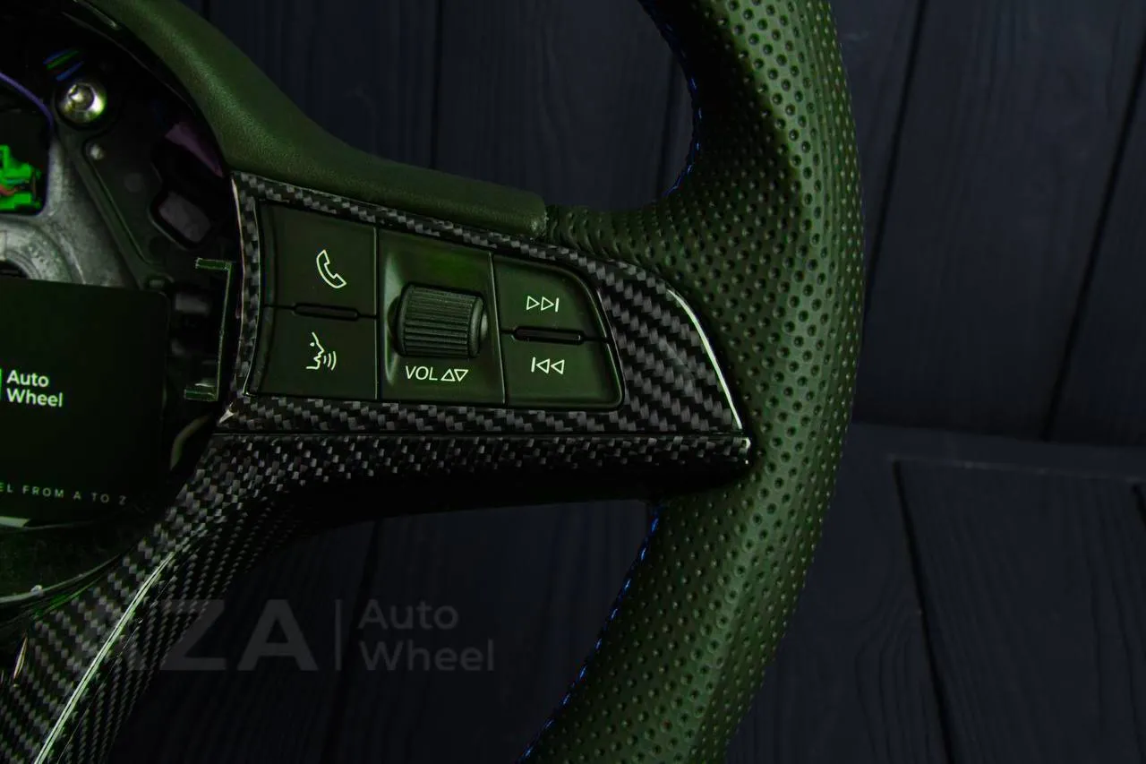 Steering wheel Alfa Romeo Giulia stelvio 2017-2019 Carbon fiber/Perforated leather/Blue stripe (can be any color) - Image 8