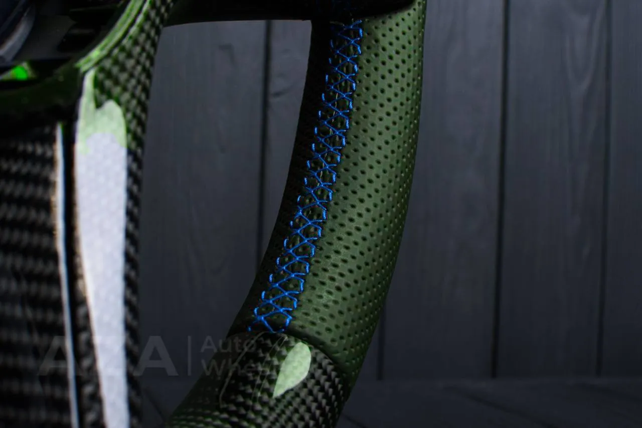 Steering wheel Alfa Romeo Giulia stelvio 2017-2019 Carbon fiber/Perforated leather/Blue stripe (can be any color) - Image 11