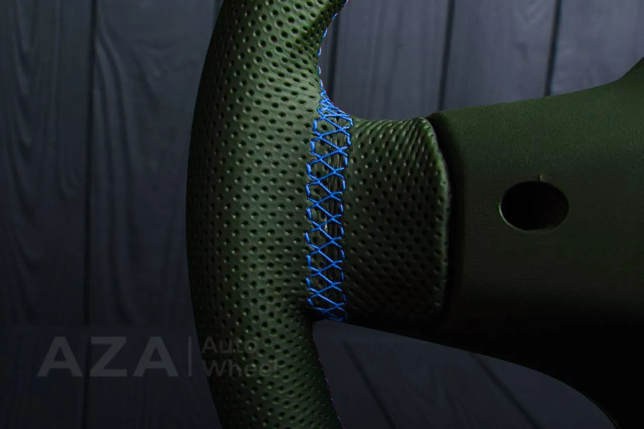 Steering wheel Alfa Romeo Giulia stelvio 2017-2019 Carbon fiber/Perforated leather/Blue stripe (can be any color) - Image 12