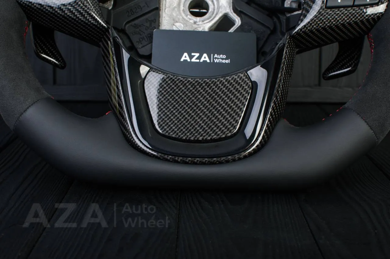 Steering wheel 2020+ TOYOTA SUPRA A90/A91+ Carbon fiber paddles shifter/Napa/Alcantara/Red stripe (can be any color) - Image 13