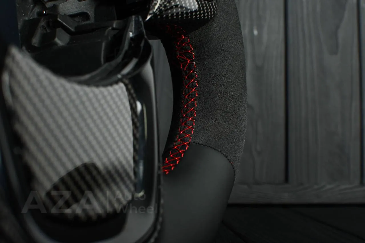 Steering wheel 2020+ TOYOTA SUPRA A90/A91+ Carbon fiber paddles shifter/Napa/Alcantara/Red stripe (can be any color) - Image 15