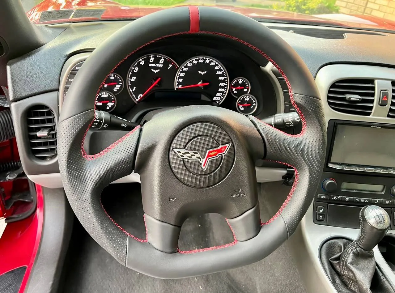 Steering wheel 2005 Corvette C6 Napa/Perforated leather/Red stripe - Image 18