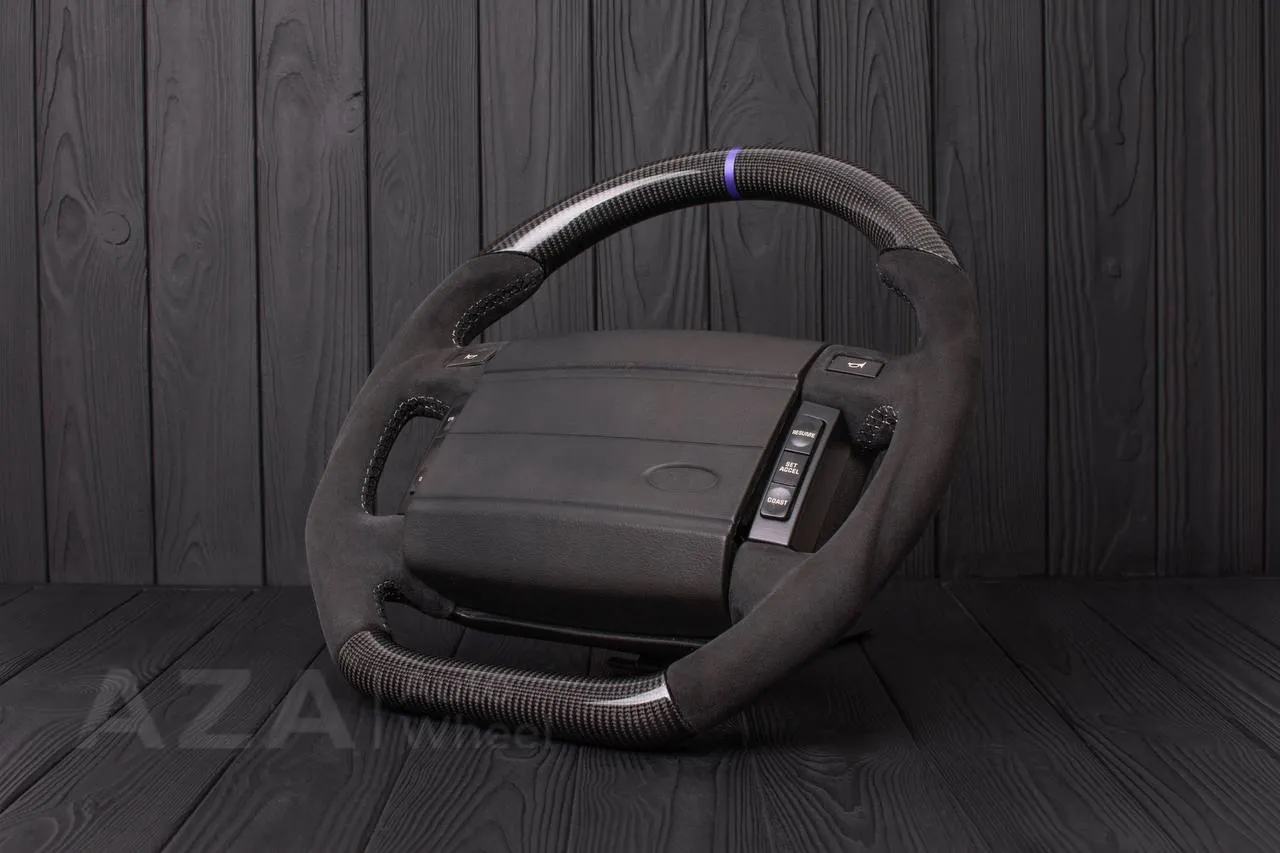 Steering Wheel Fox Body Ford Mustang GT Cobra SVT Saleen Roush Carbon fiber/Alcantara/Blue stripe (can be any color stripe and stitching) - Image 4