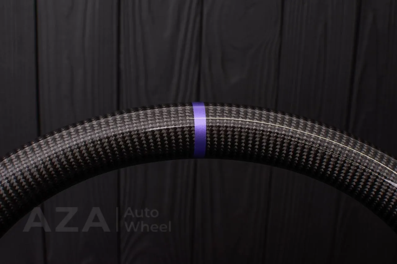 Steering Wheel Fox Body Ford Mustang GT Cobra SVT Saleen Roush Carbon fiber/Alcantara/Blue stripe (can be any color stripe and stitching) - Image 6
