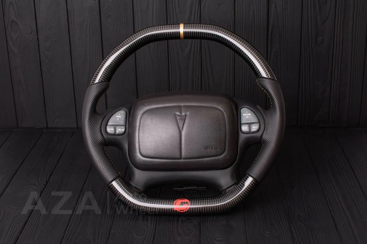 Steering wheel Chevrolet Camaro 2000-2002 (with or without logo) Carbon fiber/Perforated leather/Gold stripe