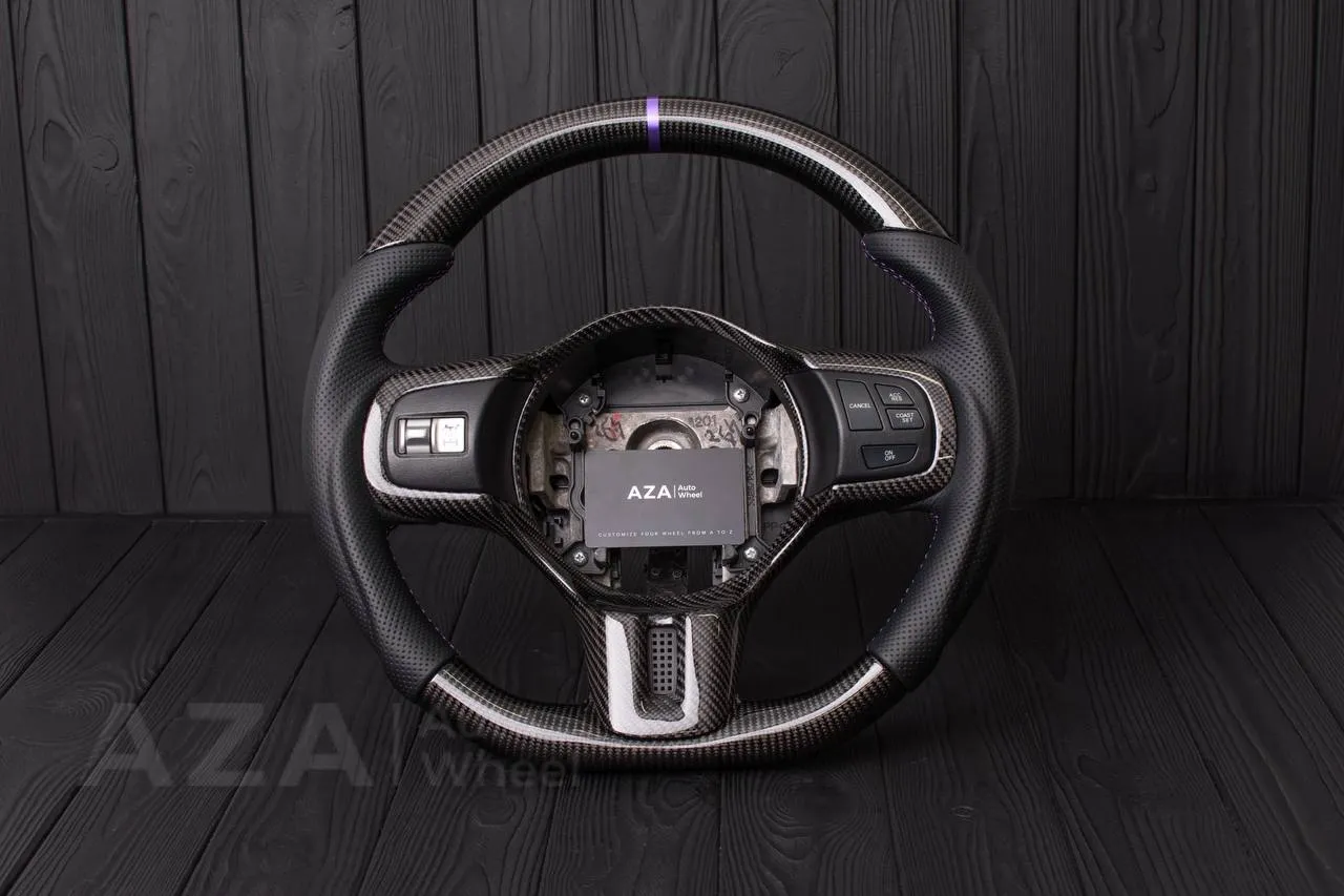 Steering wheel Mitsubishi Lancer Evolution X Carbon fiber/Perforated leather/Purple stripe