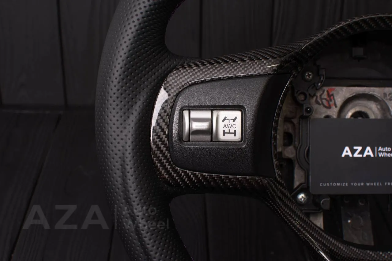 Steering wheel Mitsubishi Lancer Evolution X Carbon fiber/Perforated leather/Purple stripe - Image 11