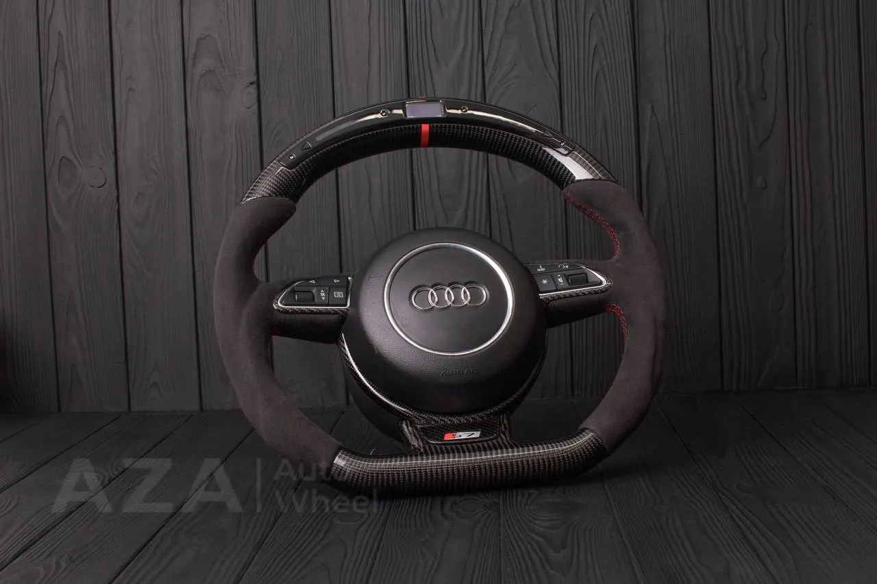 Steering wheel Audi S4, S6, S line 2011+ Carbon fiber/Alcantara/Led screen/Red stripe - Image 5