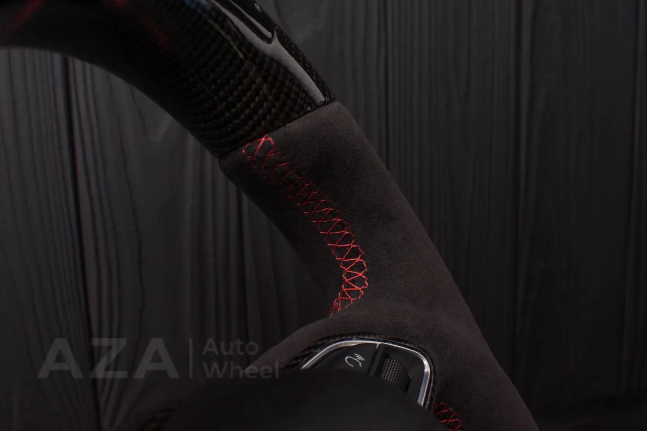 Steering wheel Audi S4, S6, S line 2011+ Carbon fiber/Alcantara/Led screen/Red stripe - Image 9