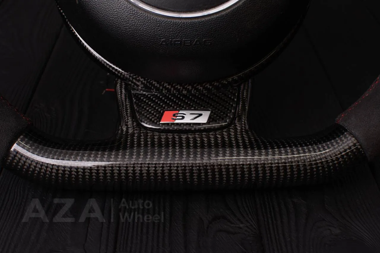Steering wheel Audi S4, S6, S line 2011+ Carbon fiber/Alcantara/Led screen/Red stripe - Image 12