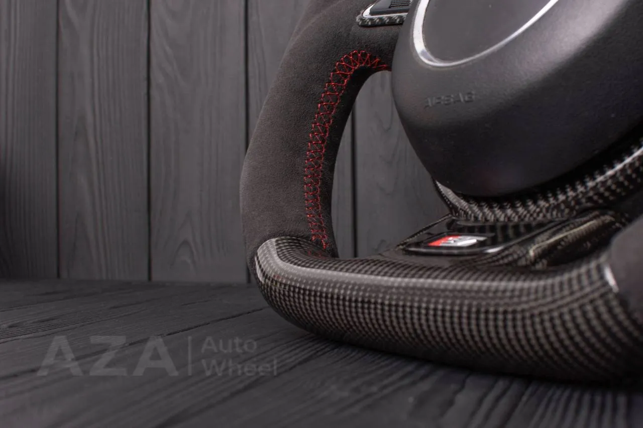 Steering wheel Audi S4, S6, S line 2011+ Carbon fiber/Alcantara/Led screen/Red stripe - Image 13