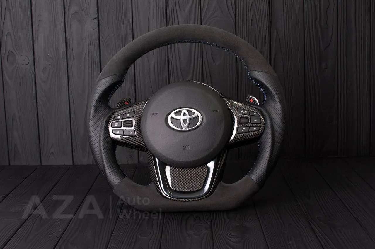 Steering wheel TOYOTA SUPRA A90/A91+ 2020+ Carbon fiber/Perforated leather/Alcantara (can be any color)