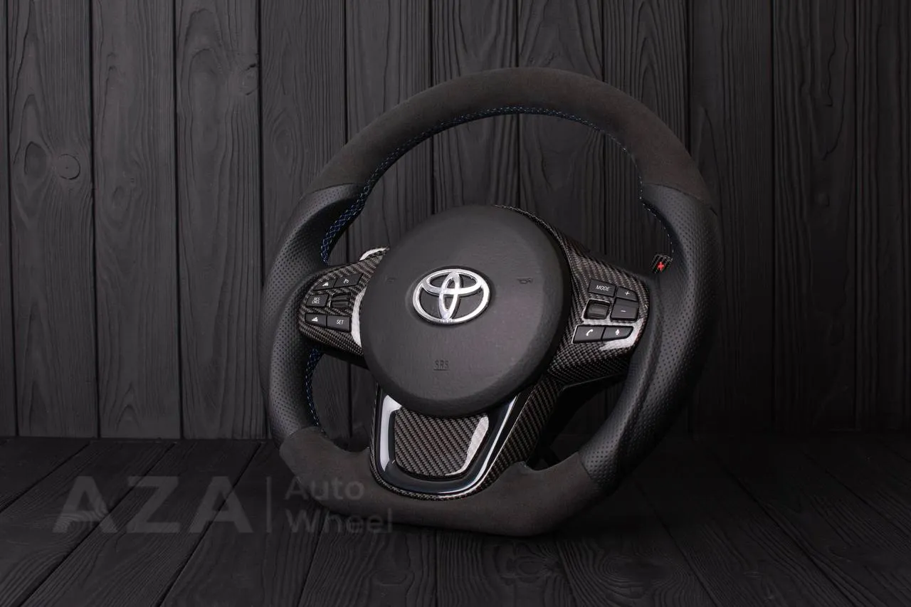 Steering wheel TOYOTA SUPRA A90/A91+ 2020+ Carbon fiber/Perforated leather/Alcantara (can be any color) - Image 3