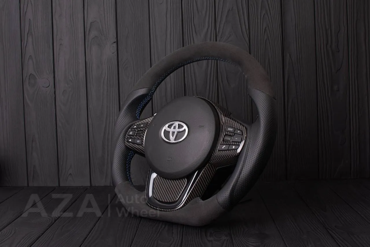 Steering wheel TOYOTA SUPRA A90/A91+ 2020+ Carbon fiber/Perforated leather/Alcantara (can be any color) - Image 4