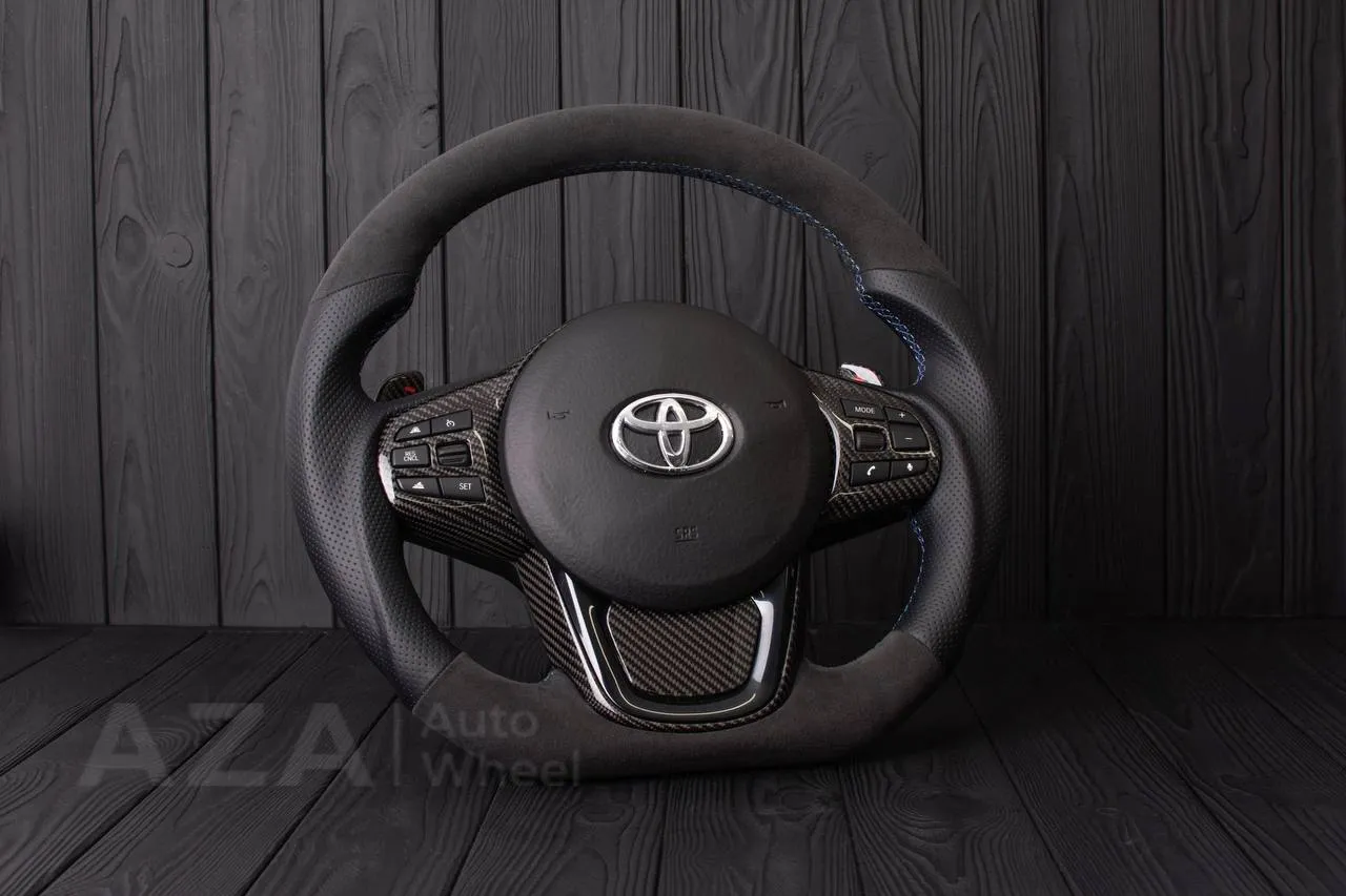 Steering wheel TOYOTA SUPRA A90/A91+ 2020+ Carbon fiber/Perforated leather/Alcantara (can be any color) - Image 5