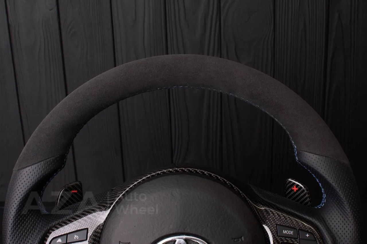 Steering wheel TOYOTA SUPRA A90/A91+ 2020+ Carbon fiber/Perforated leather/Alcantara (can be any color) - Image 8