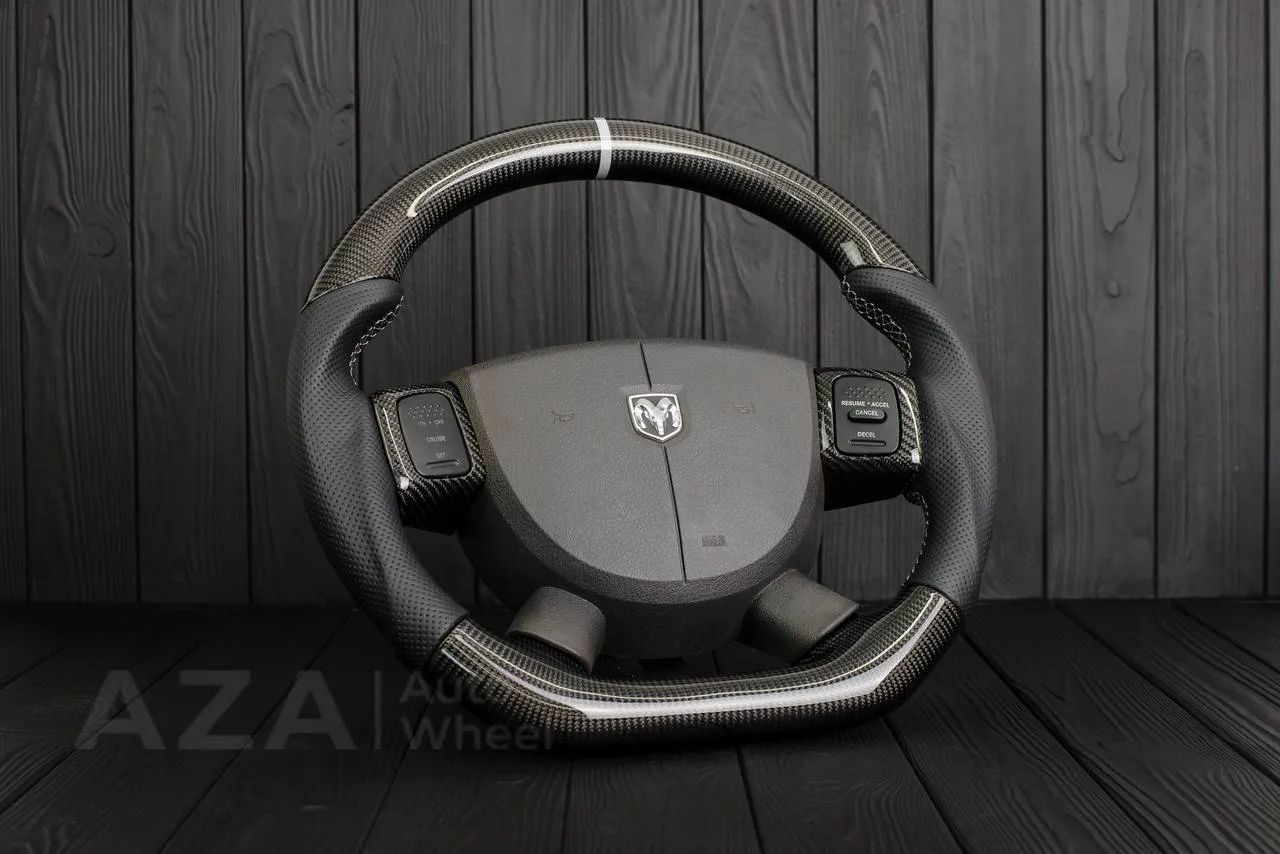 Steering Wheel Dodge 2004-2008 Carbon fiber/Perforated leather/Gray stripe - Image 5