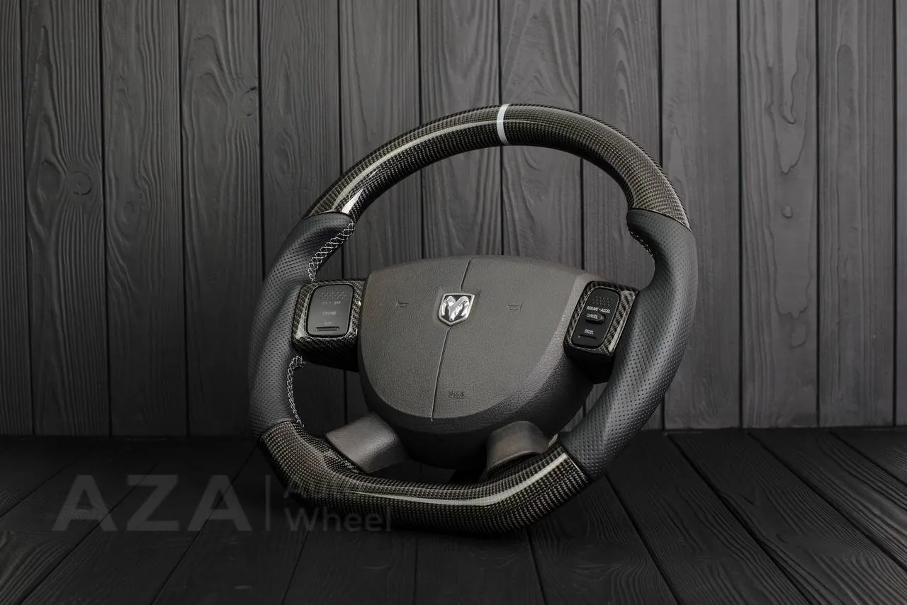 Steering Wheel Dodge 2004-2008 Carbon fiber/Perforated leather/Gray stripe - Image 4