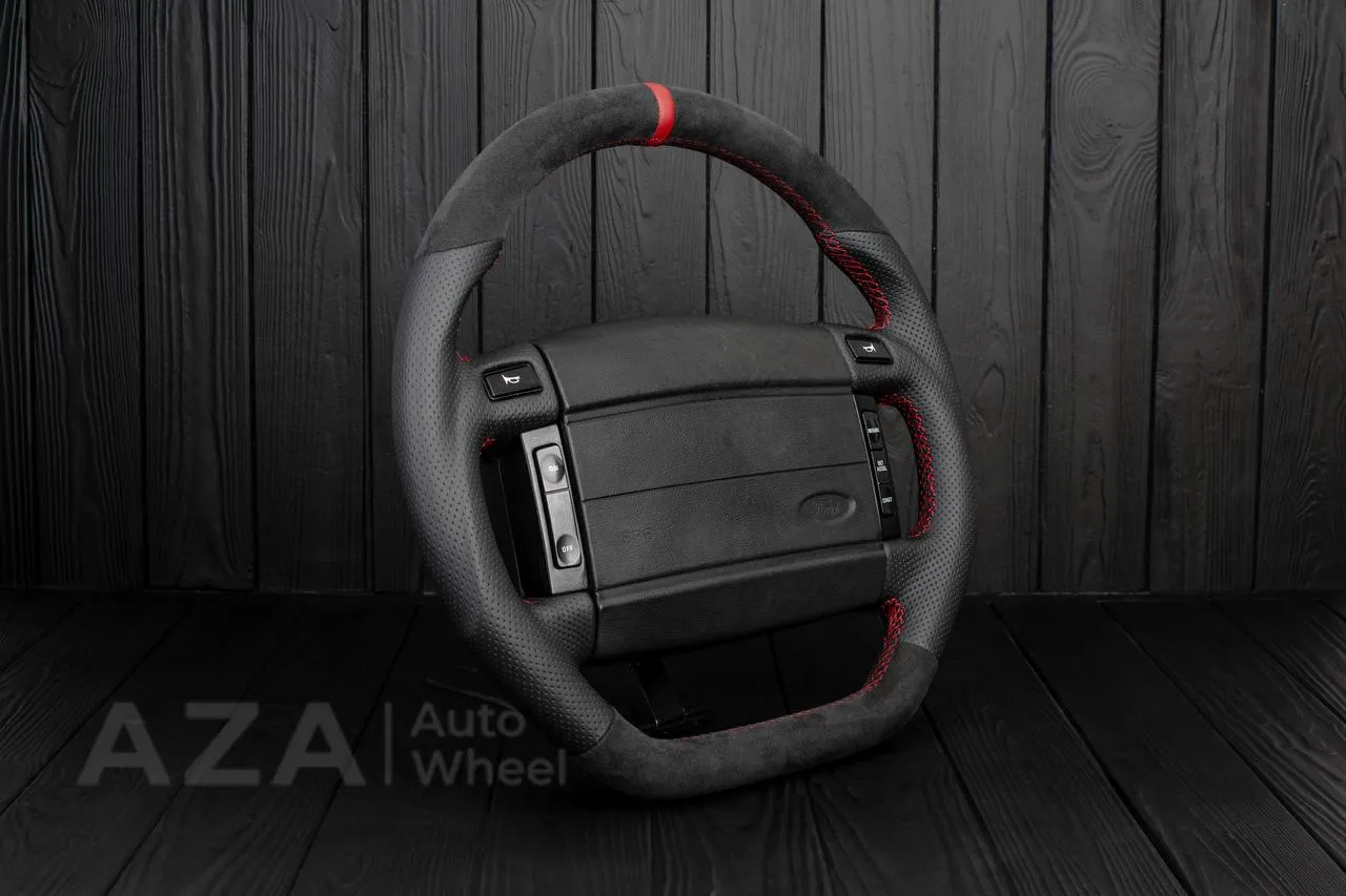 Steering Wheel Fox Body Ford Mustang GT Cobra SVT Saleen Roush Alcantara/Perforated leather/Red stripe - Image 5