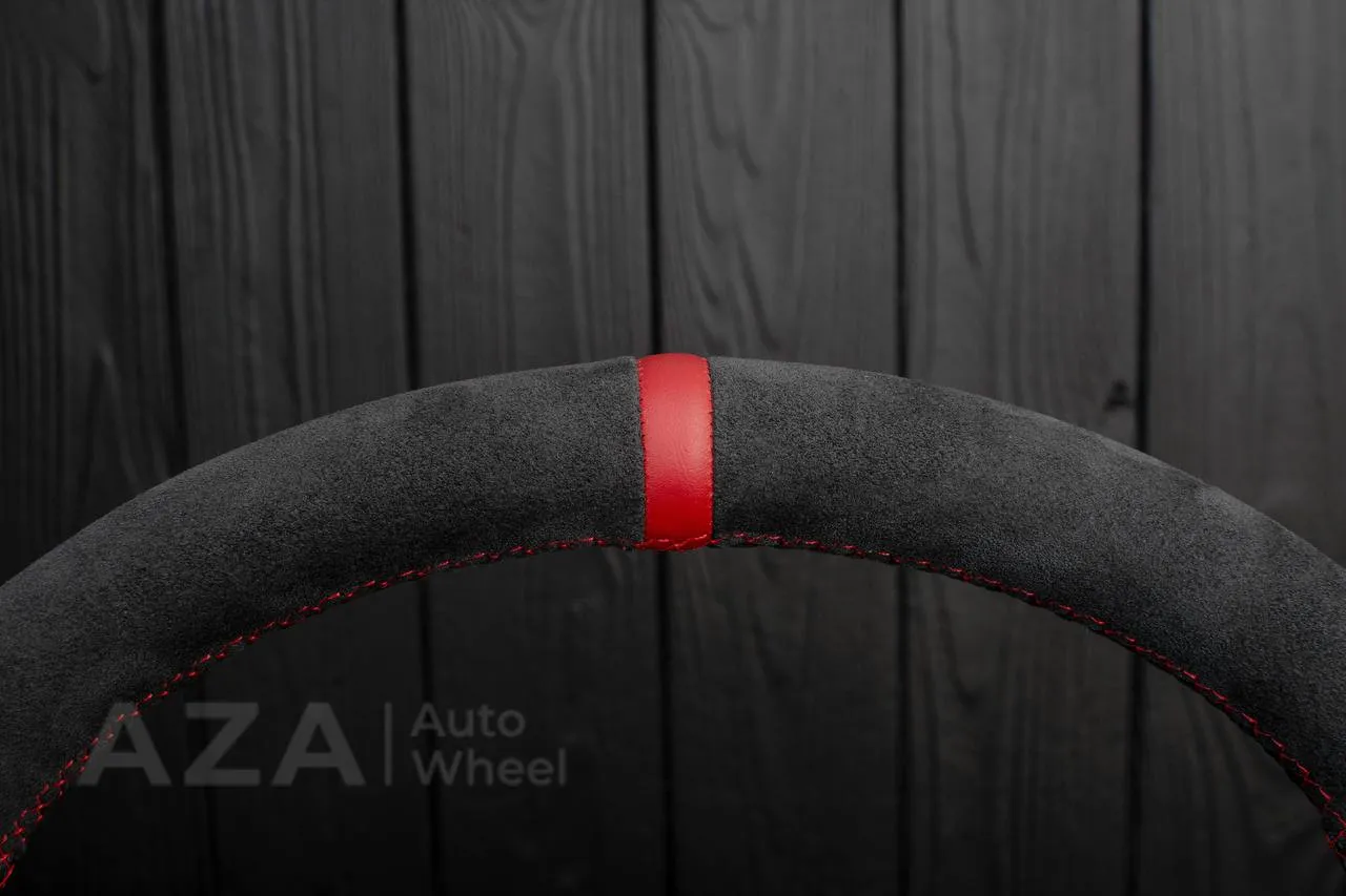 Steering Wheel Fox Body Ford Mustang GT Cobra SVT Saleen Roush Alcantara/Perforated leather/Red stripe - Image 16