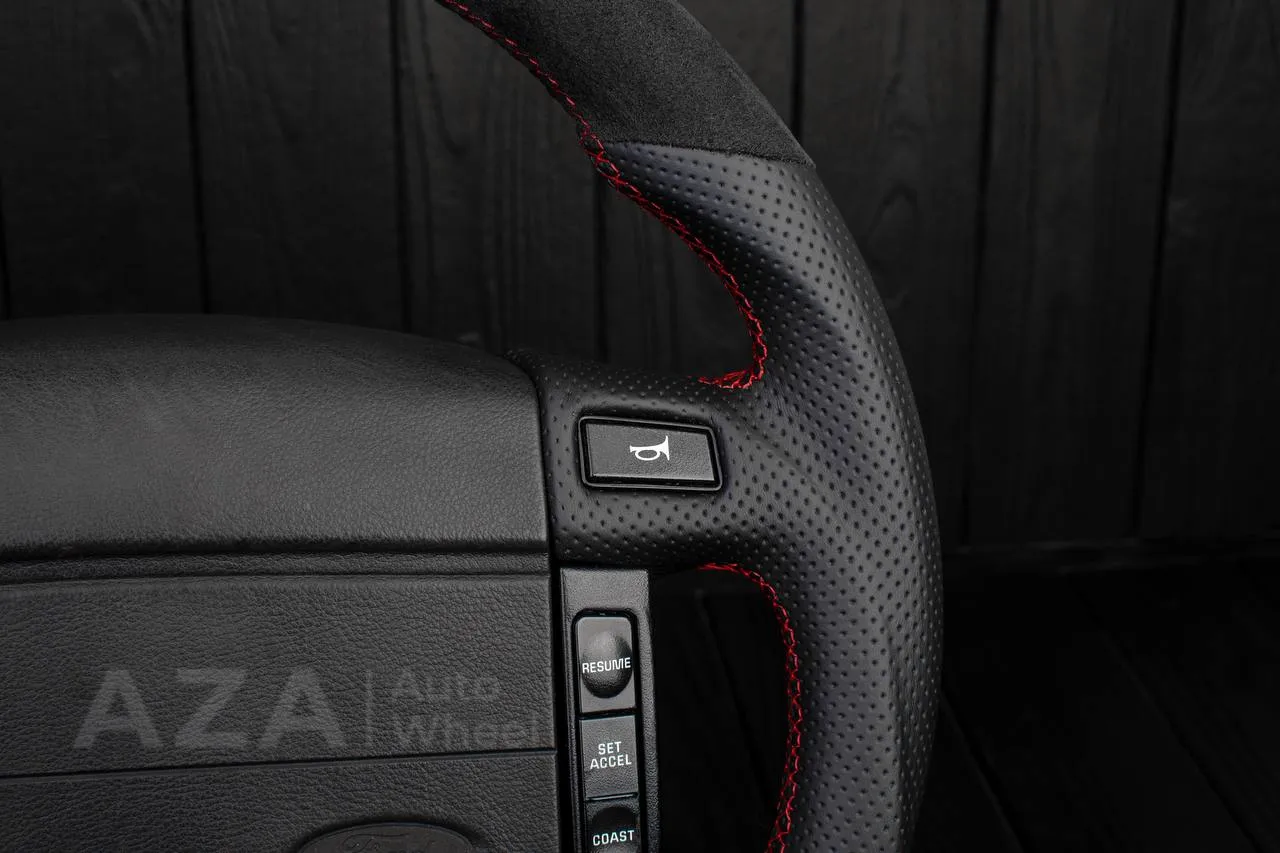 Steering Wheel Fox Body Ford Mustang GT Cobra SVT Saleen Roush Alcantara/Perforated leather/Red stripe - Image 14
