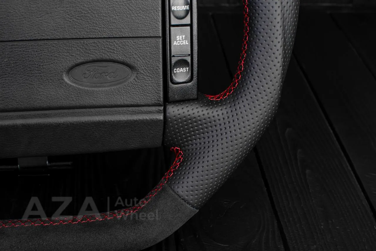 Steering Wheel Fox Body Ford Mustang GT Cobra SVT Saleen Roush Alcantara/Perforated leather/Red stripe - Image 12