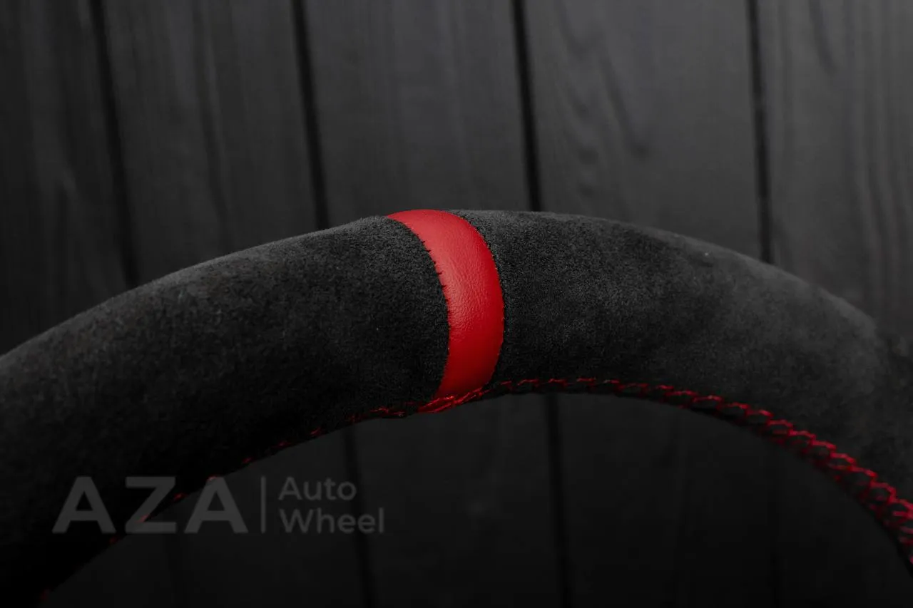 Steering Wheel Fox Body Ford Mustang GT Cobra SVT Saleen Roush Alcantara/Perforated leather/Red stripe - Image 10