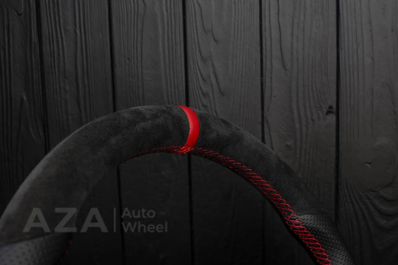 Steering Wheel Fox Body Ford Mustang GT Cobra SVT Saleen Roush Alcantara/Perforated leather/Red stripe - Image 11