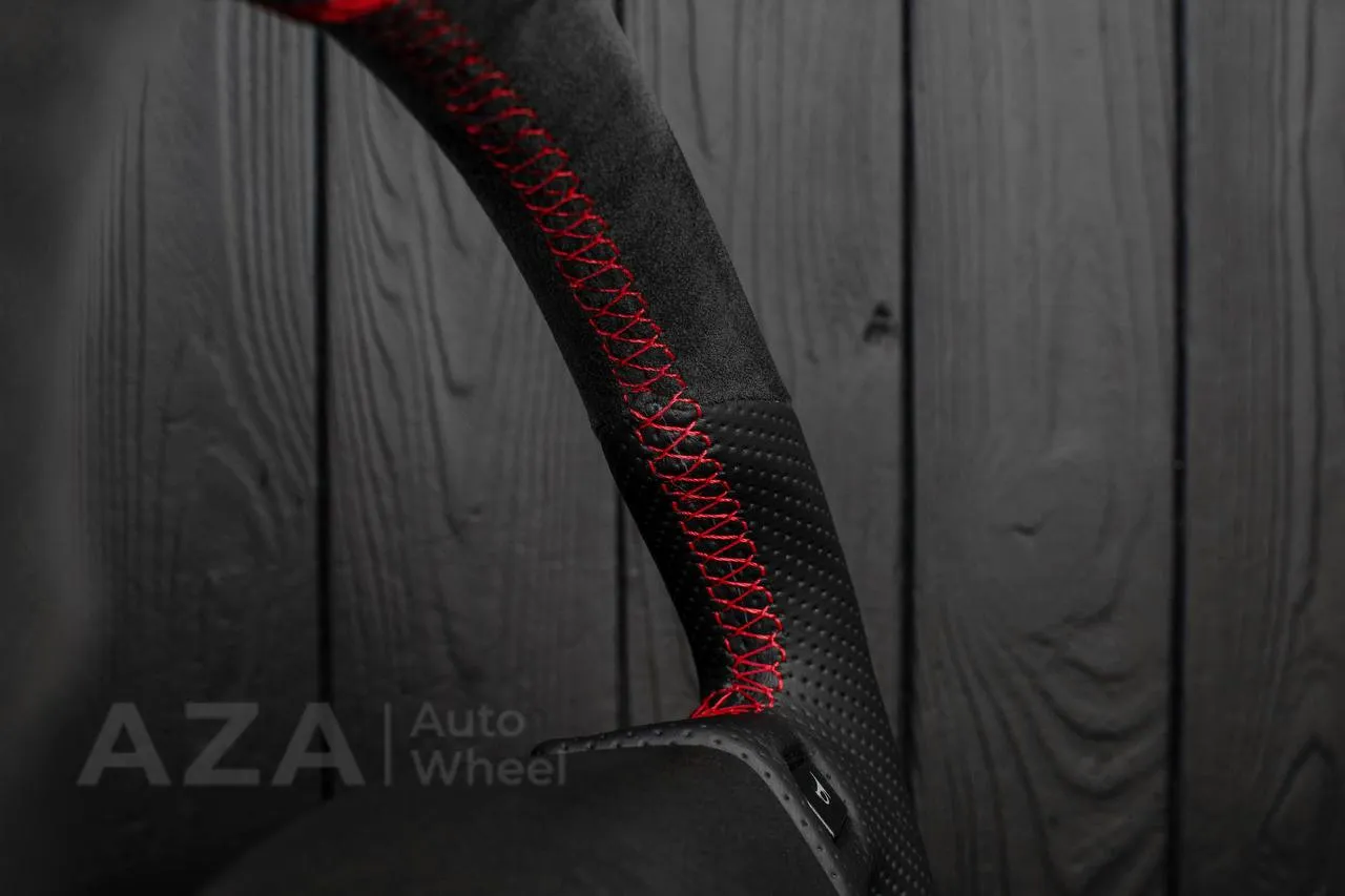 Steering Wheel Fox Body Ford Mustang GT Cobra SVT Saleen Roush Alcantara/Perforated leather/Red stripe - Image 9