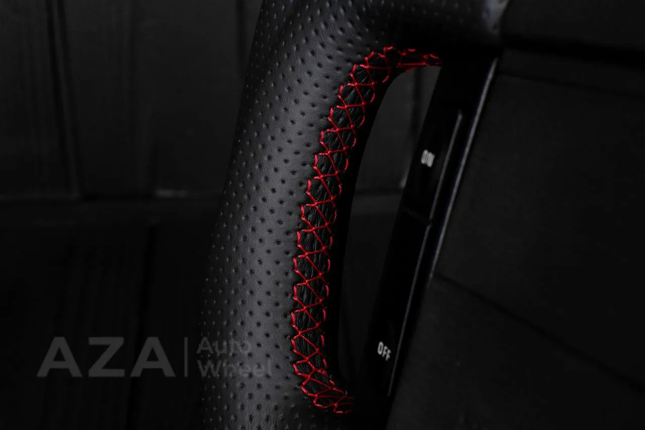 Steering Wheel Fox Body Ford Mustang GT Cobra SVT Saleen Roush Alcantara/Perforated leather/Red stripe - Image 7