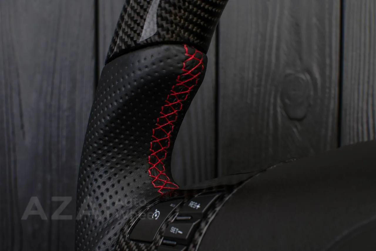 Steering wheel 2006-2011 Corvette C6 Carbon fiber/Napa/Perforated leather/Red stripe - Image 7