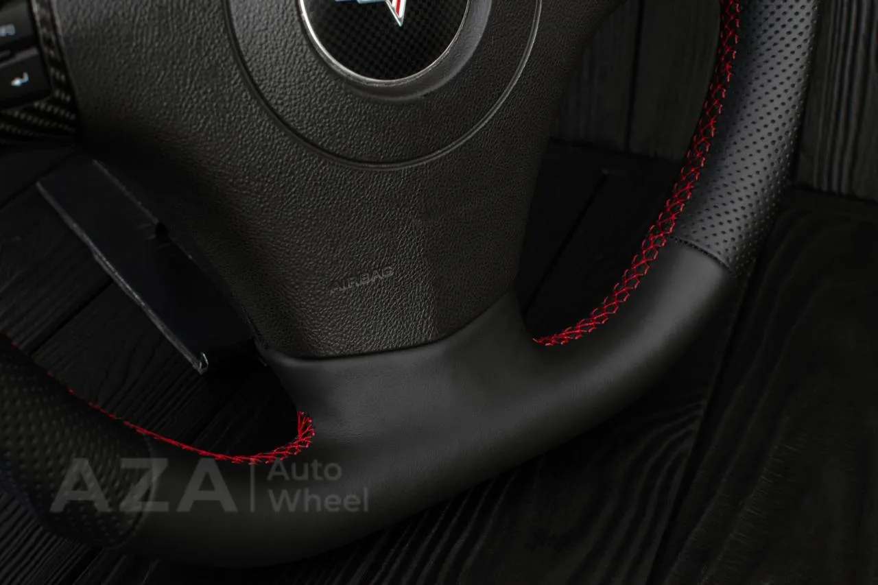 Steering wheel 2006-2011 Corvette C6 Carbon fiber/Napa/Perforated leather/Red stripe - Image 8