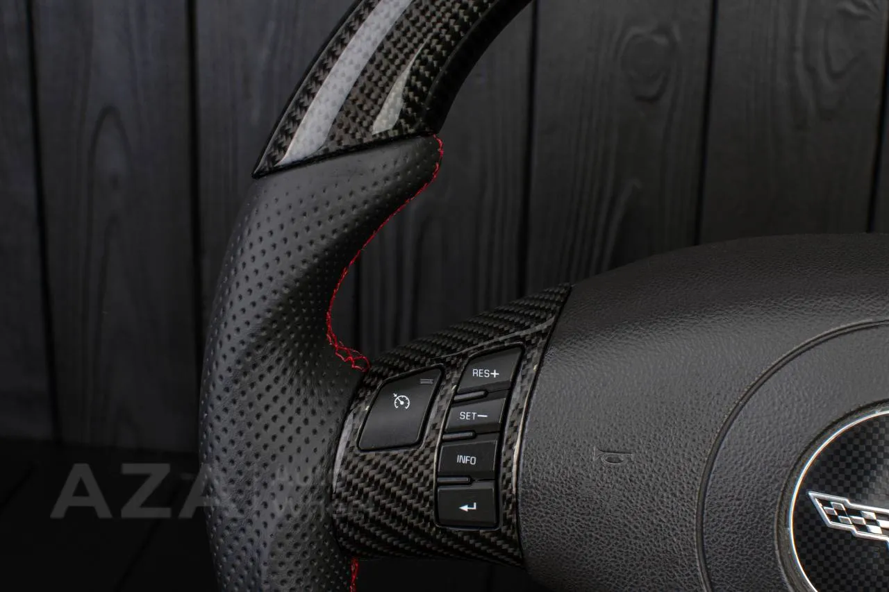 Steering wheel 2006-2011 Corvette C6 Carbon fiber/Napa/Perforated leather/Red stripe - Image 10