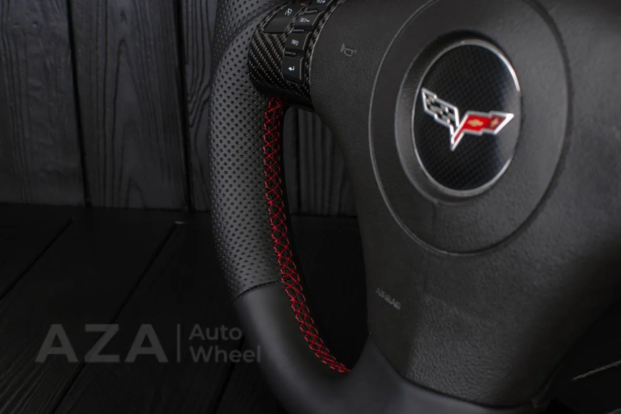 Steering wheel 2006-2011 Corvette C6 Carbon fiber/Napa/Perforated leather/Red stripe - Image 12