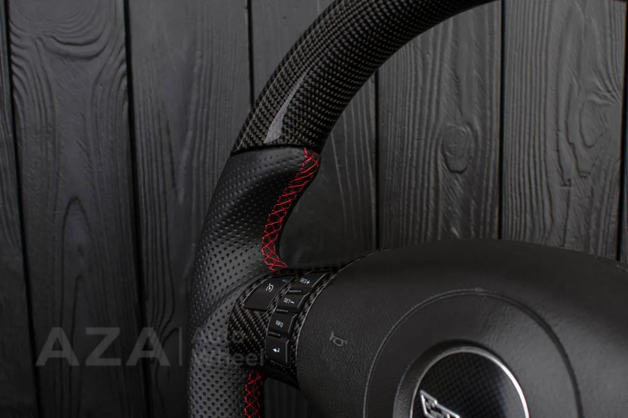 Steering wheel 2006-2011 Corvette C6 Carbon fiber/Napa/Perforated leather/Red stripe - Image 13