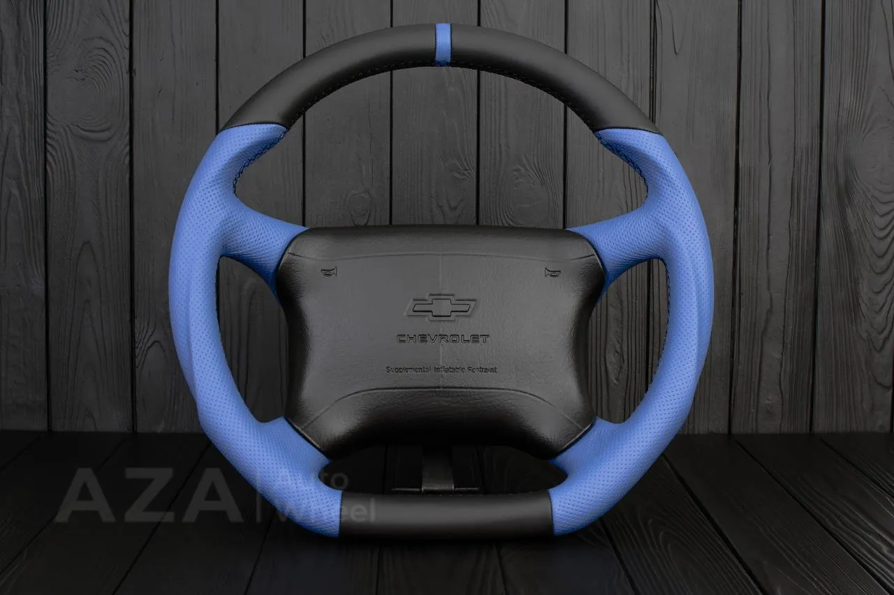 Steering wheel GM, Tahoe, Silverado, Sierra truck (1995-1997) Napa/Perforated leather/Dark blue stripe
