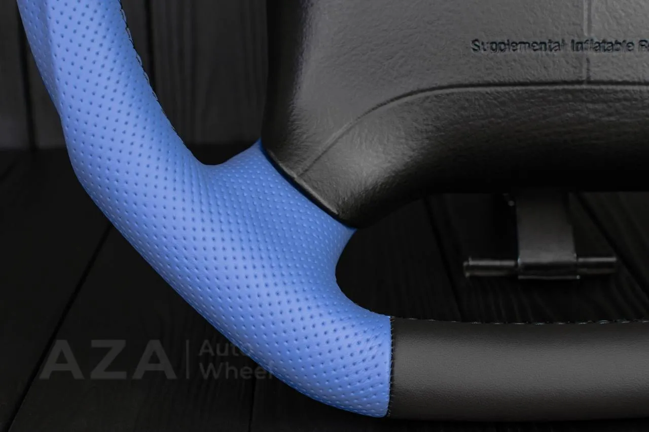 Steering wheel GM, Tahoe, Silverado, Sierra truck (1995-1997) Napa/Perforated leather/Dark blue stripe - Image 6
