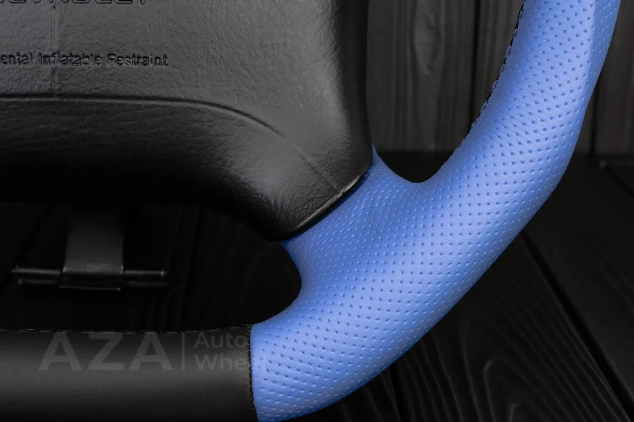 Steering wheel GM, Tahoe, Silverado, Sierra truck (1995-1997) Napa/Perforated leather/Dark blue stripe - Image 7