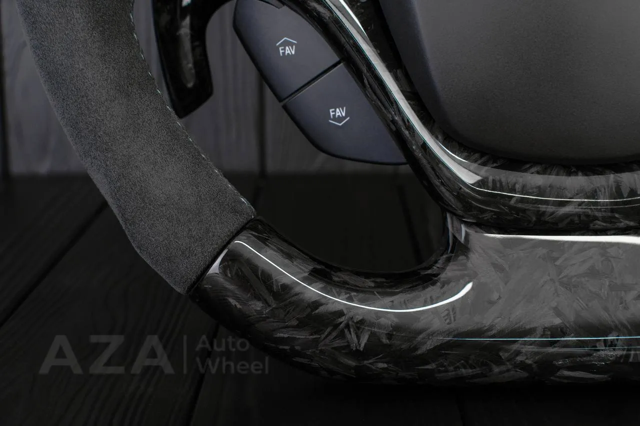 Steering wheel Chevrolet Corvette C7 2014-2019 (can be any color stripe and stitch) Forged carbon fiber/Alcantara/Blue stripe - Image 8