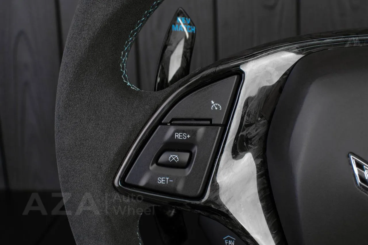 Steering wheel Chevrolet Corvette C7 2014-2019 (can be any color stripe and stitch) Forged carbon fiber/Alcantara/Blue stripe - Image 11