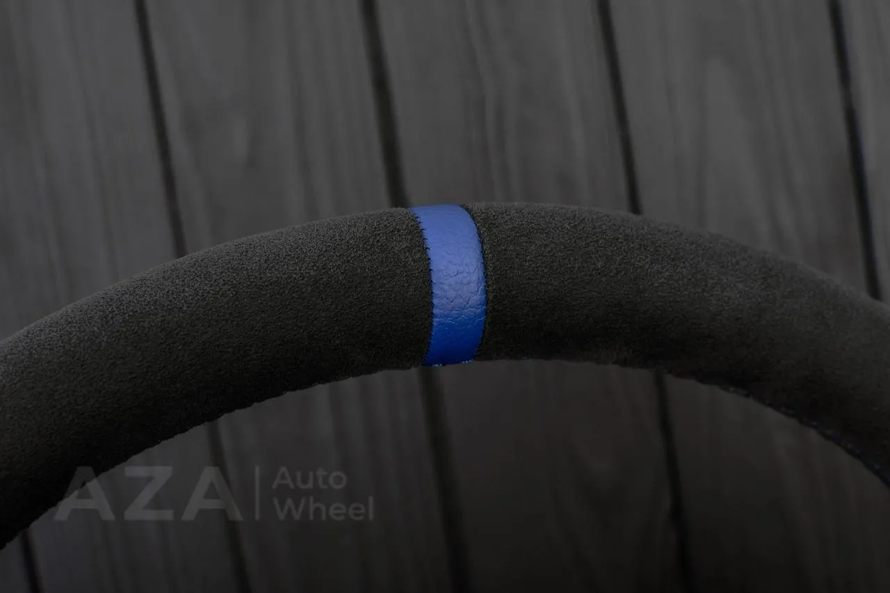 Steering Wheel Fox Body Ford Mustang GT Cobra SVT Saleen Roush Alcantara/Perforated leather/Blue stripe - Image 7