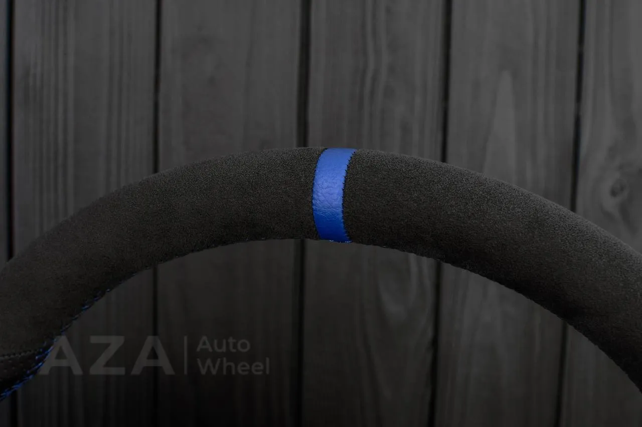 Steering Wheel Fox Body Ford Mustang GT Cobra SVT Saleen Roush Alcantara/Perforated leather/Blue stripe - Image 6