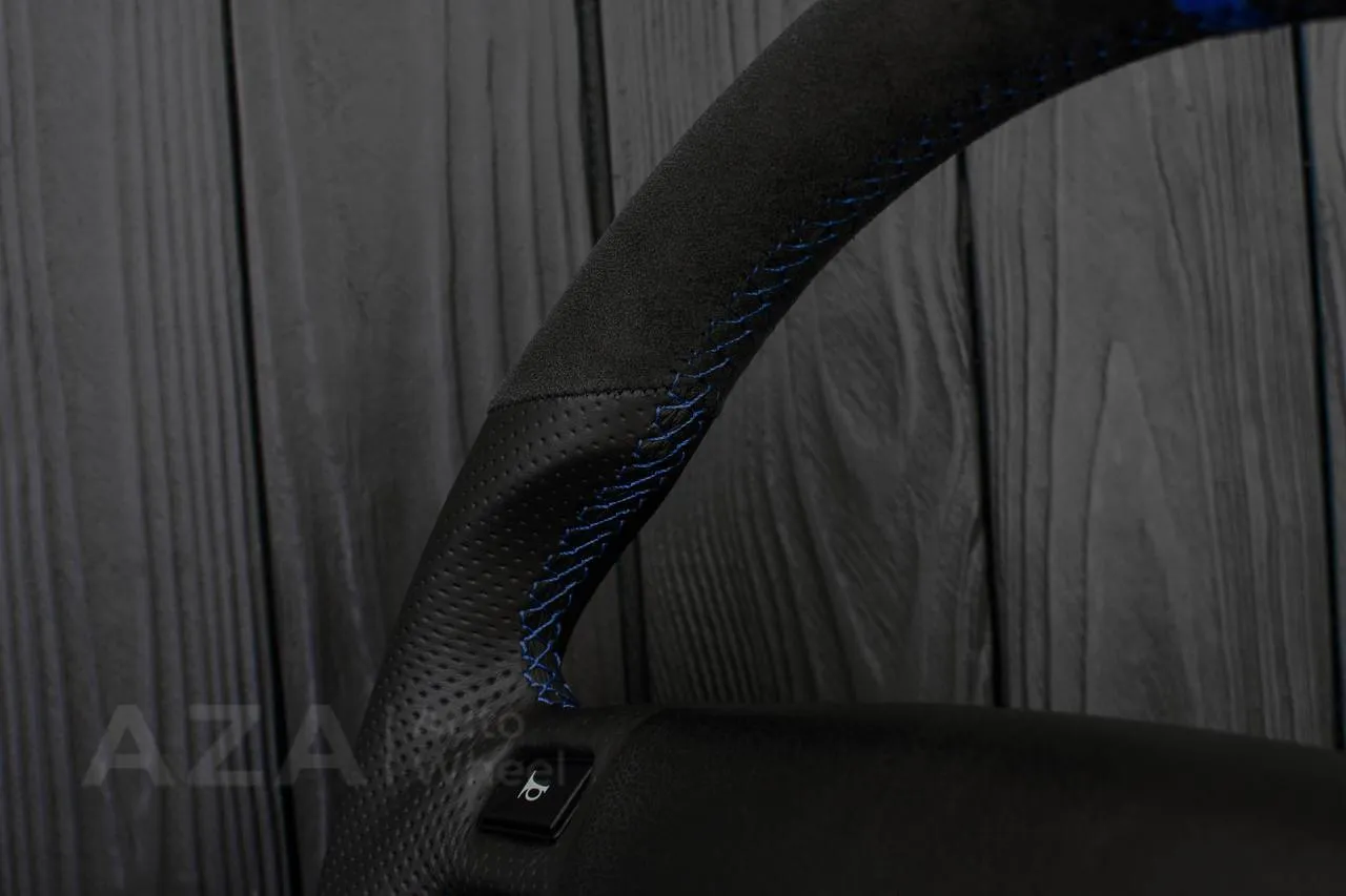 Steering Wheel Fox Body Ford Mustang GT Cobra SVT Saleen Roush Alcantara/Perforated leather/Blue stripe - Image 11