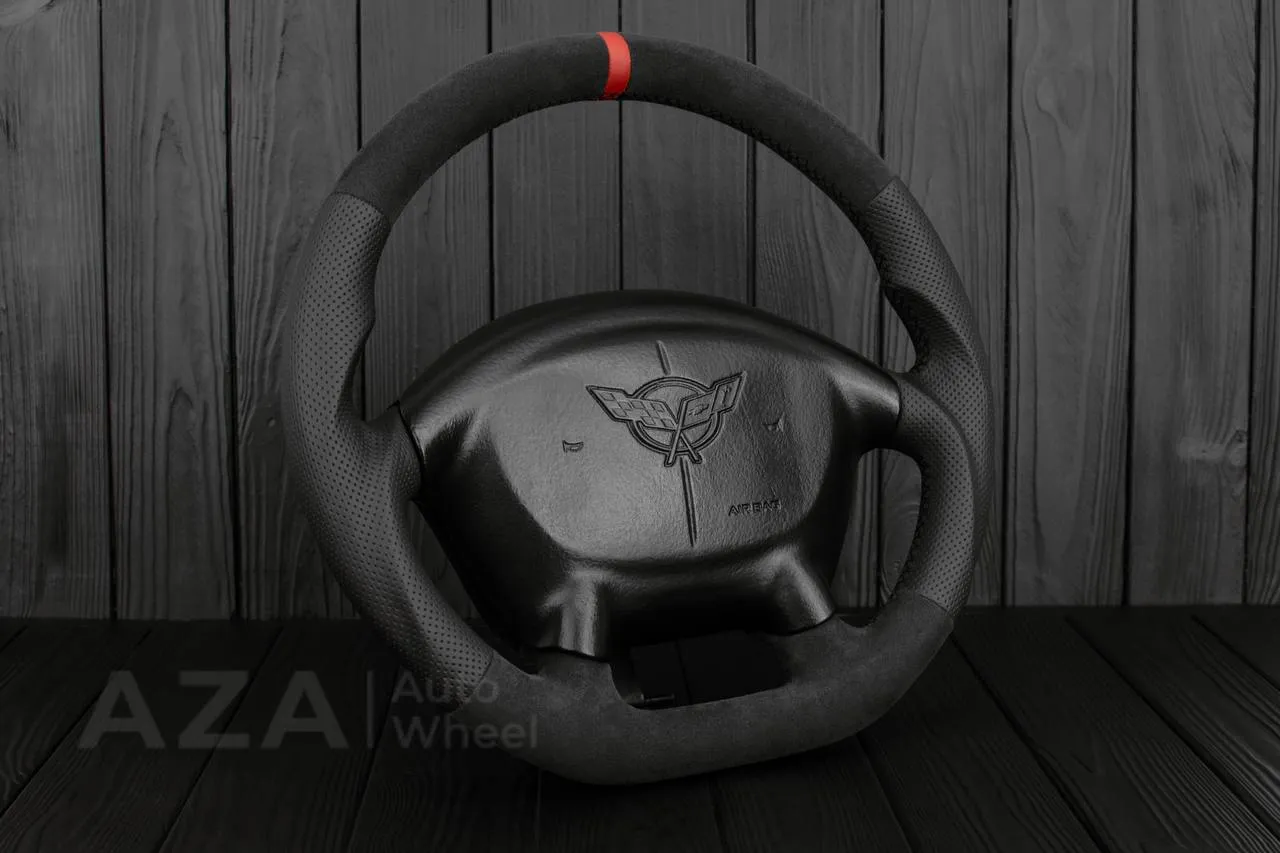 Steering wheel Corvette C5 Reduced diameter Alcantara/Perforated leather/Red stripe - Image 4