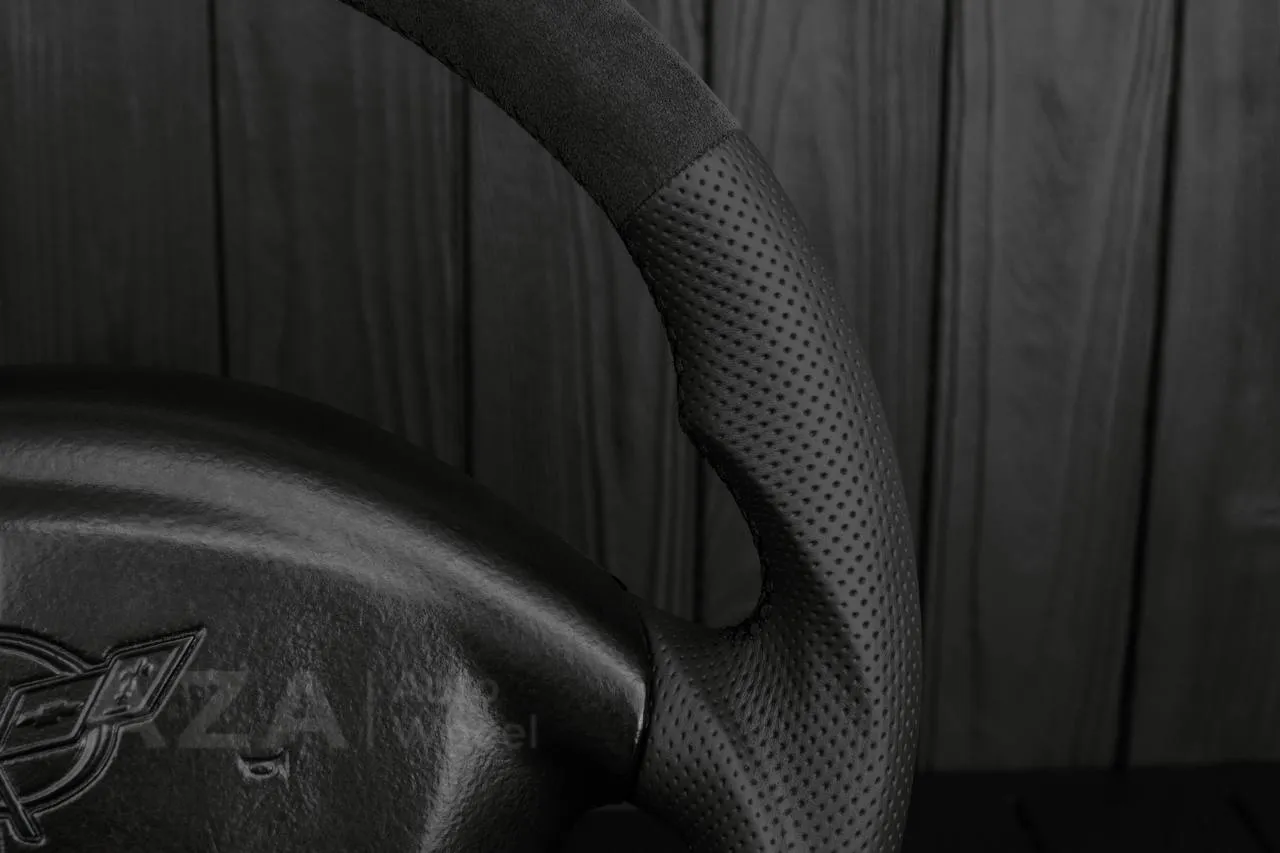 Steering wheel Corvette C5 Reduced diameter Alcantara/Perforated leather/Red stripe - Image 6