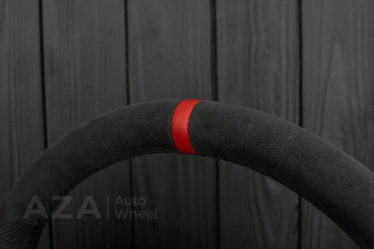 Steering wheel Corvette C5 Reduced diameter Alcantara/Perforated leather/Red stripe - Image 9