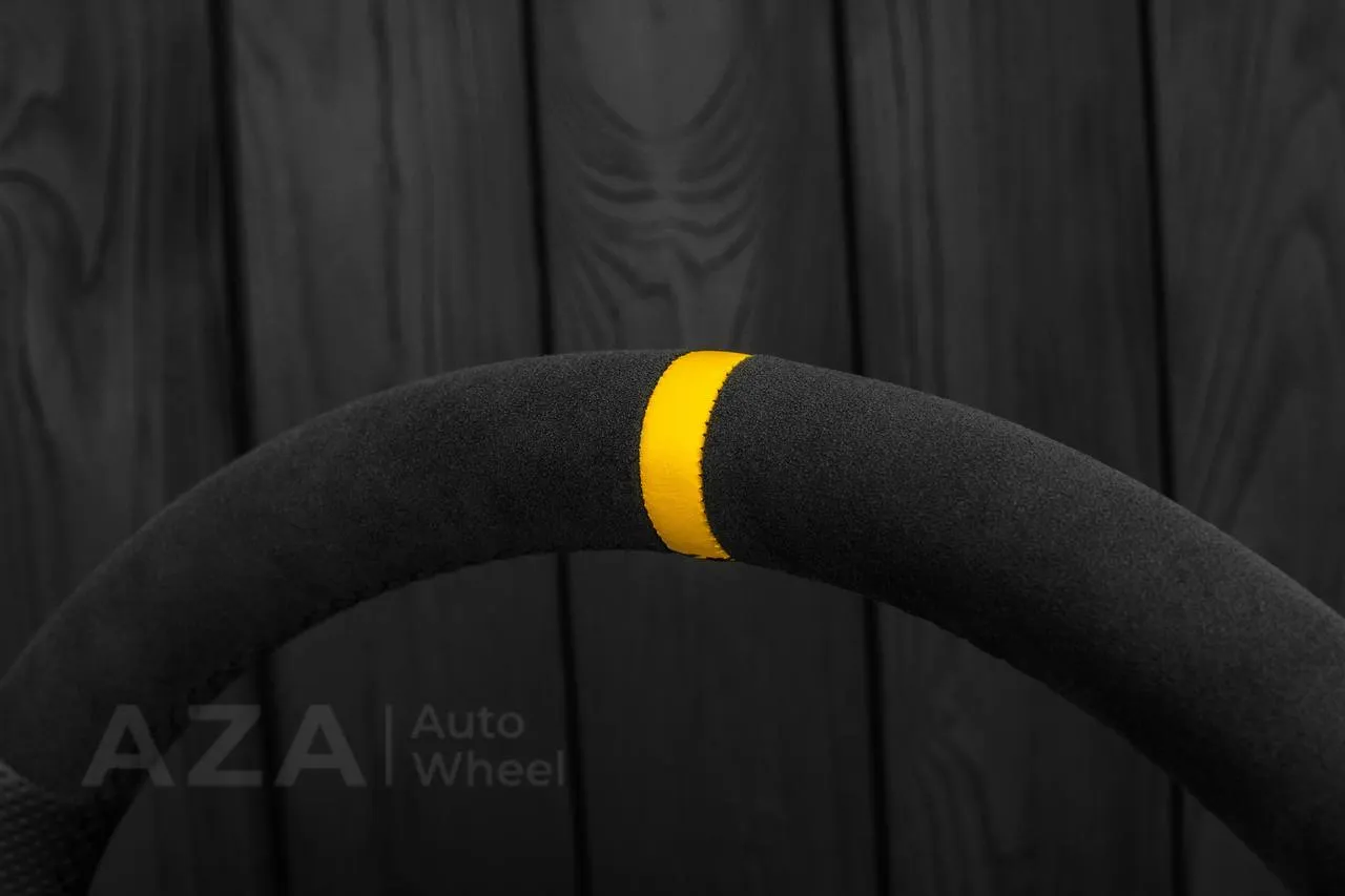 Steering wheel Corvette C5 Reduced diameter Alcantara/Perforated leather/Yellow stripe - Image 5