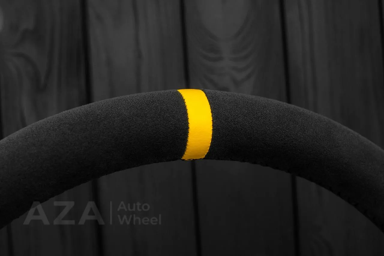 Steering wheel Corvette C5 Reduced diameter Alcantara/Perforated leather/Yellow stripe - Image 6