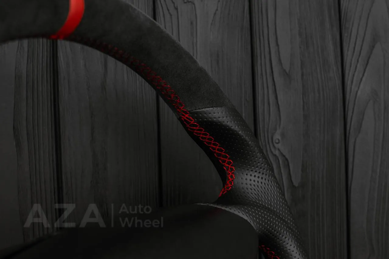 Steering wheel Ford Lightning/Ranger/Explorer 99-2004 Alcantara/Perforated leather/Red stripe (can be any color per request) - Image 15